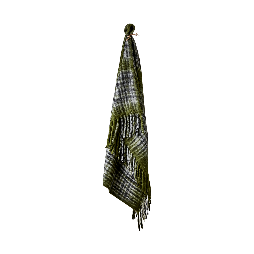 FRASSE Filt, Grön/svart/vit 2st