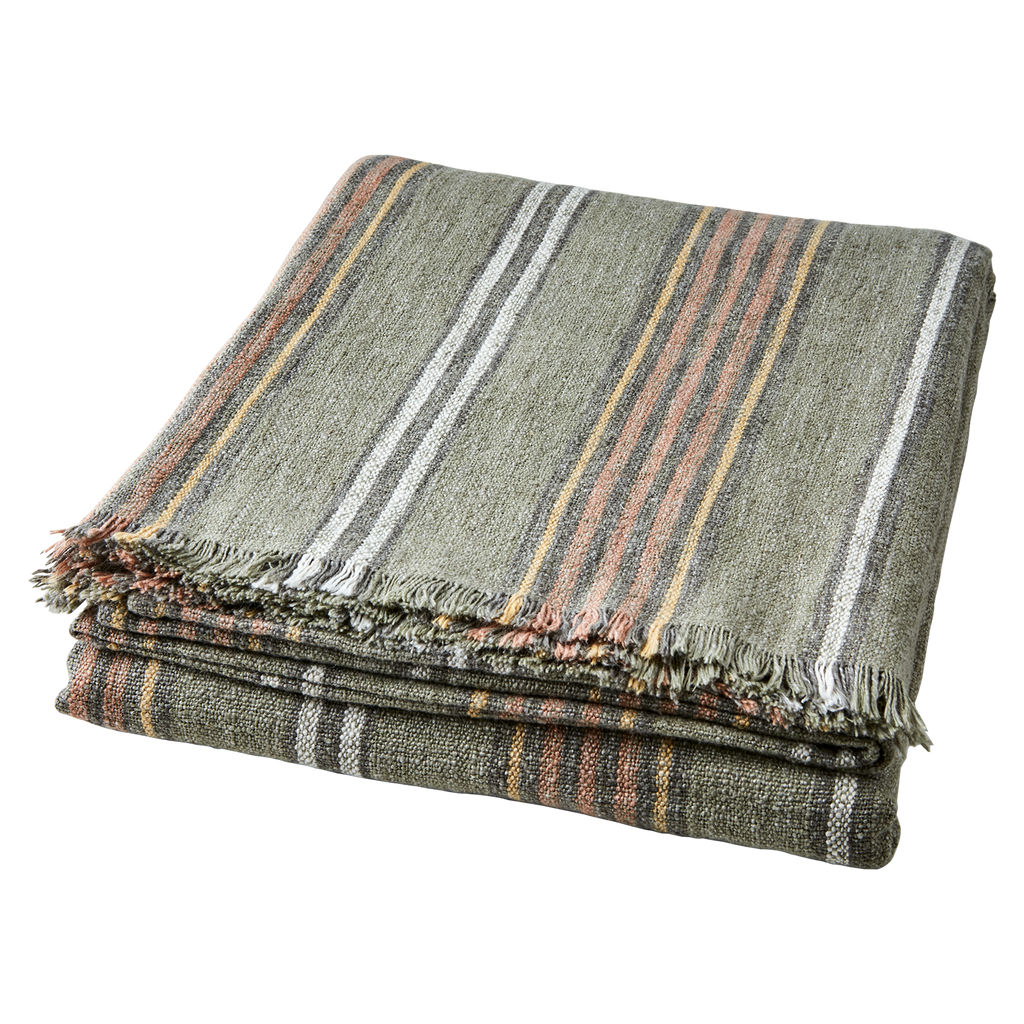 HILDA Filt/duk, Grön/rostbrun/vit/gul