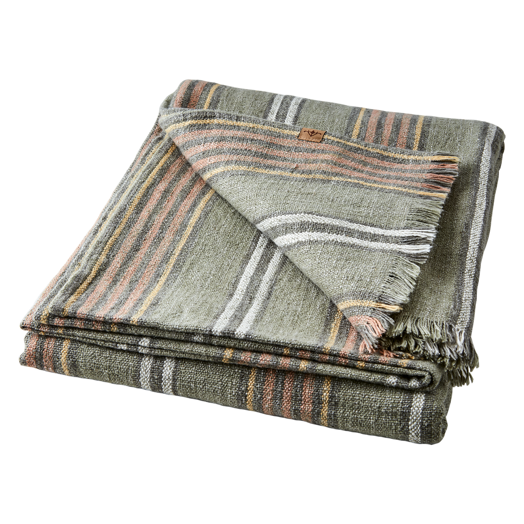 HILDA Filt/duk, Grön/rostbrun/vit/gul