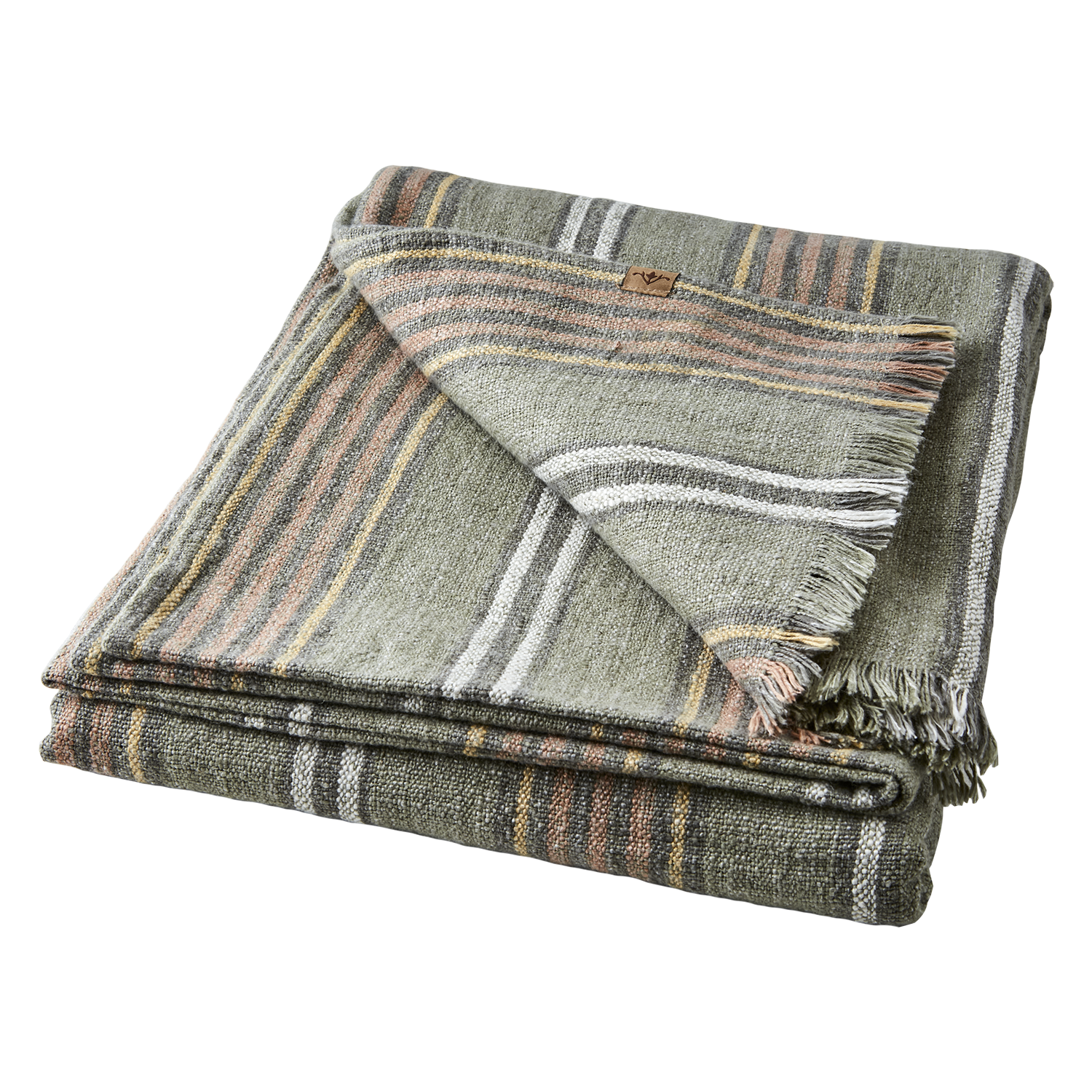 HILDA Filt/duk, Grön/rostbrun/vit/gul