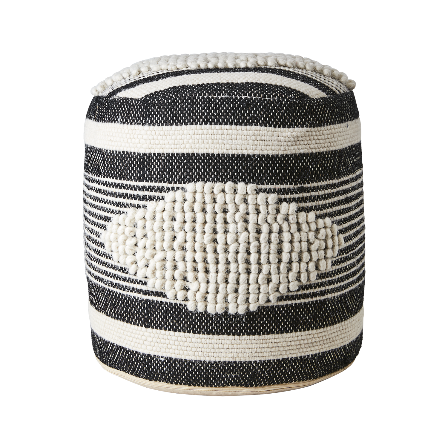 MINNA Sittpuff, Svart/elfenben