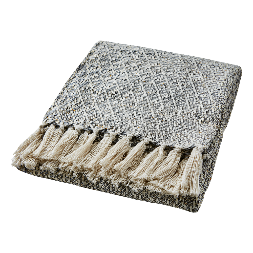 PETRA Filt, Ljusgrå/elfenben/senapsgul 2st