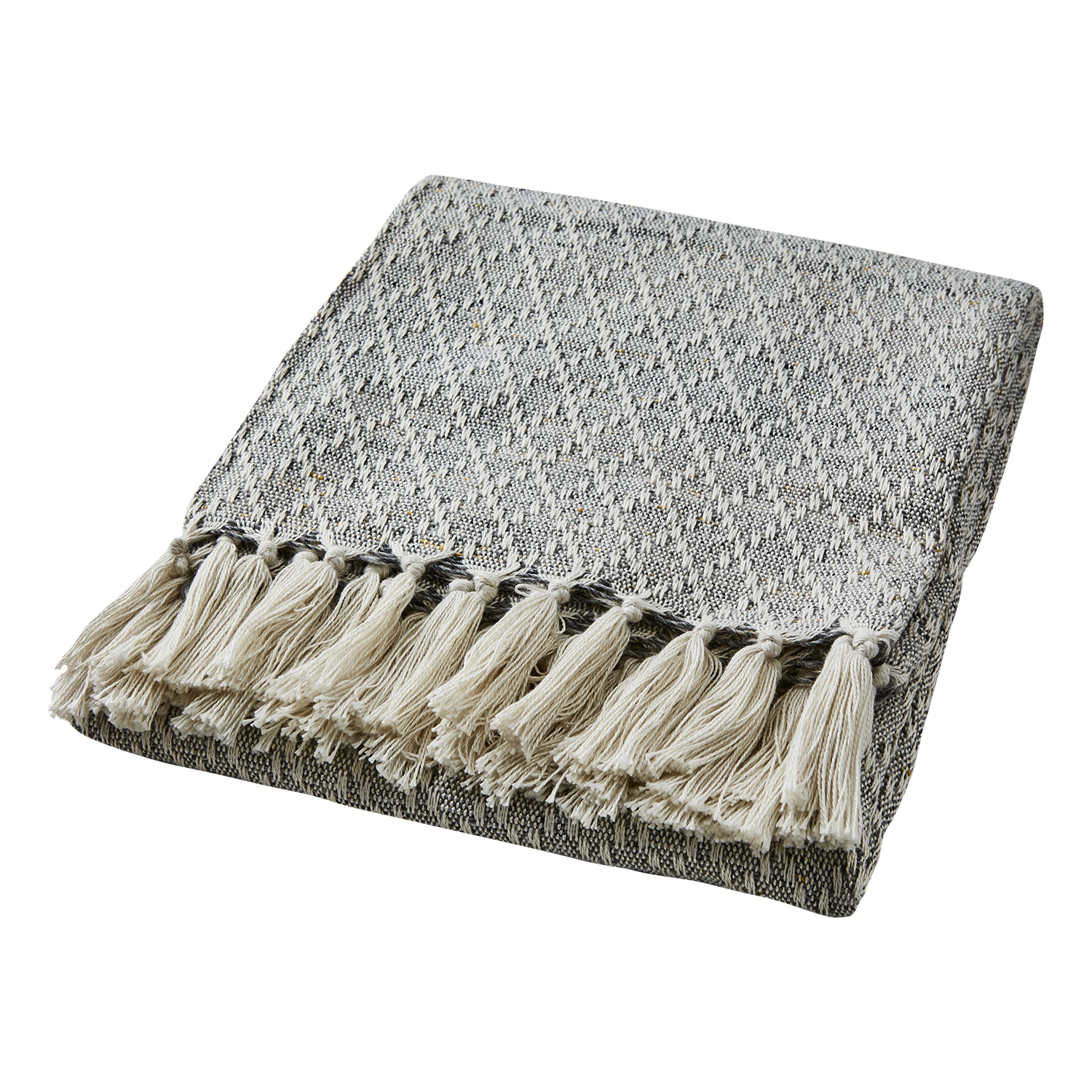 PETRA Filt, Ljusgrå/elfenben/senapsgul 2st