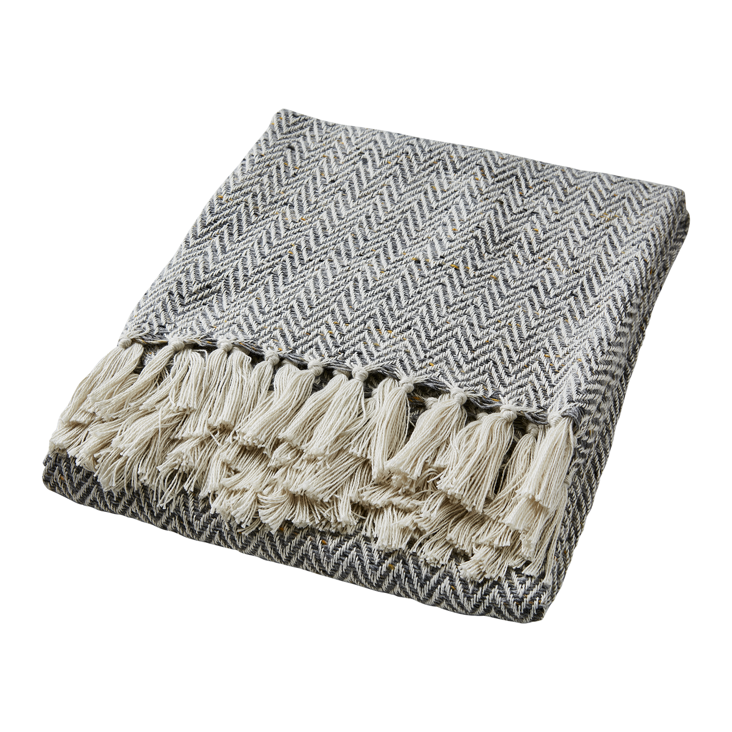 PETRA Filt, Ljusgrå/elfenben/senapsgul 2st