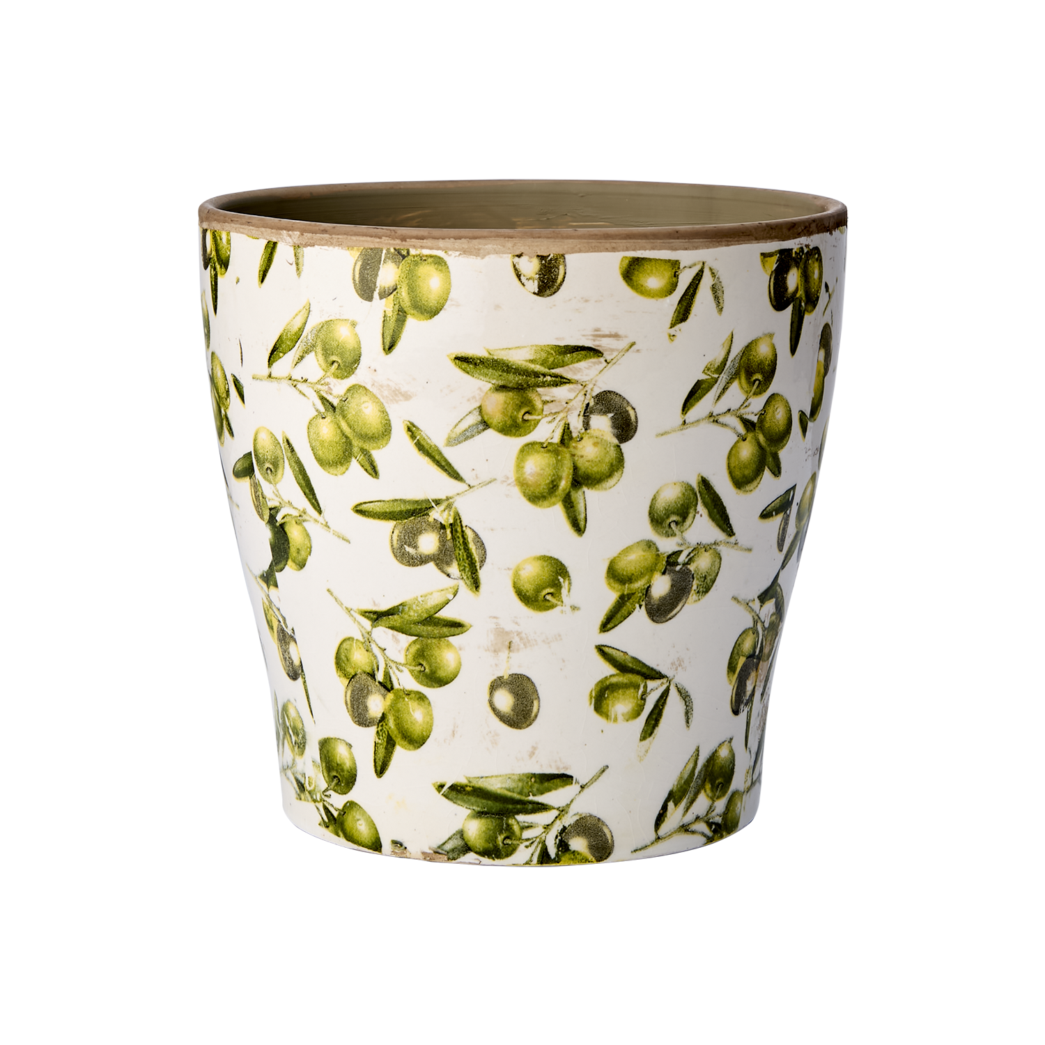 OLIVE Kruka, Vit/grön 2st