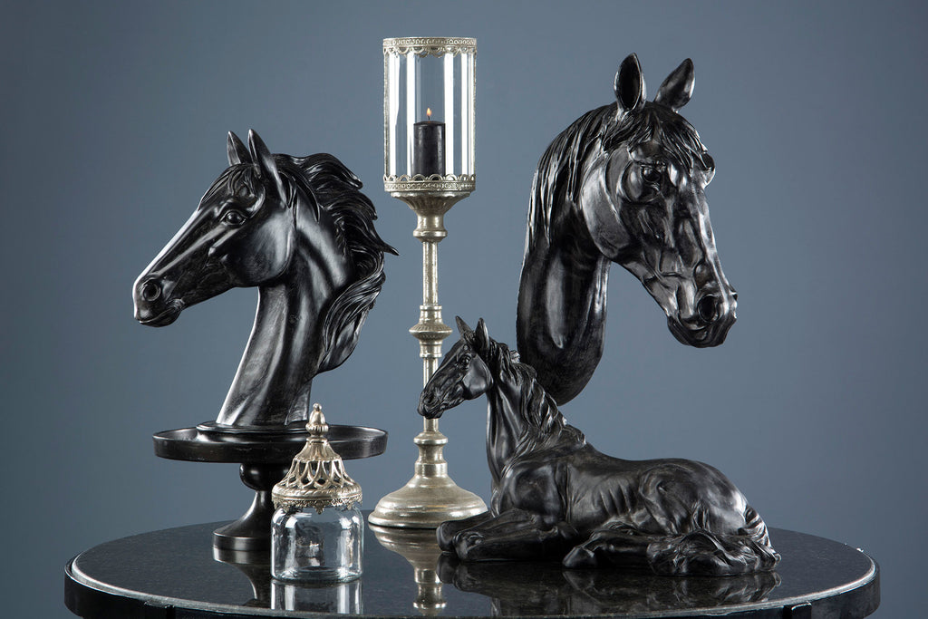 Hästhuvud Vägg Svart Poly