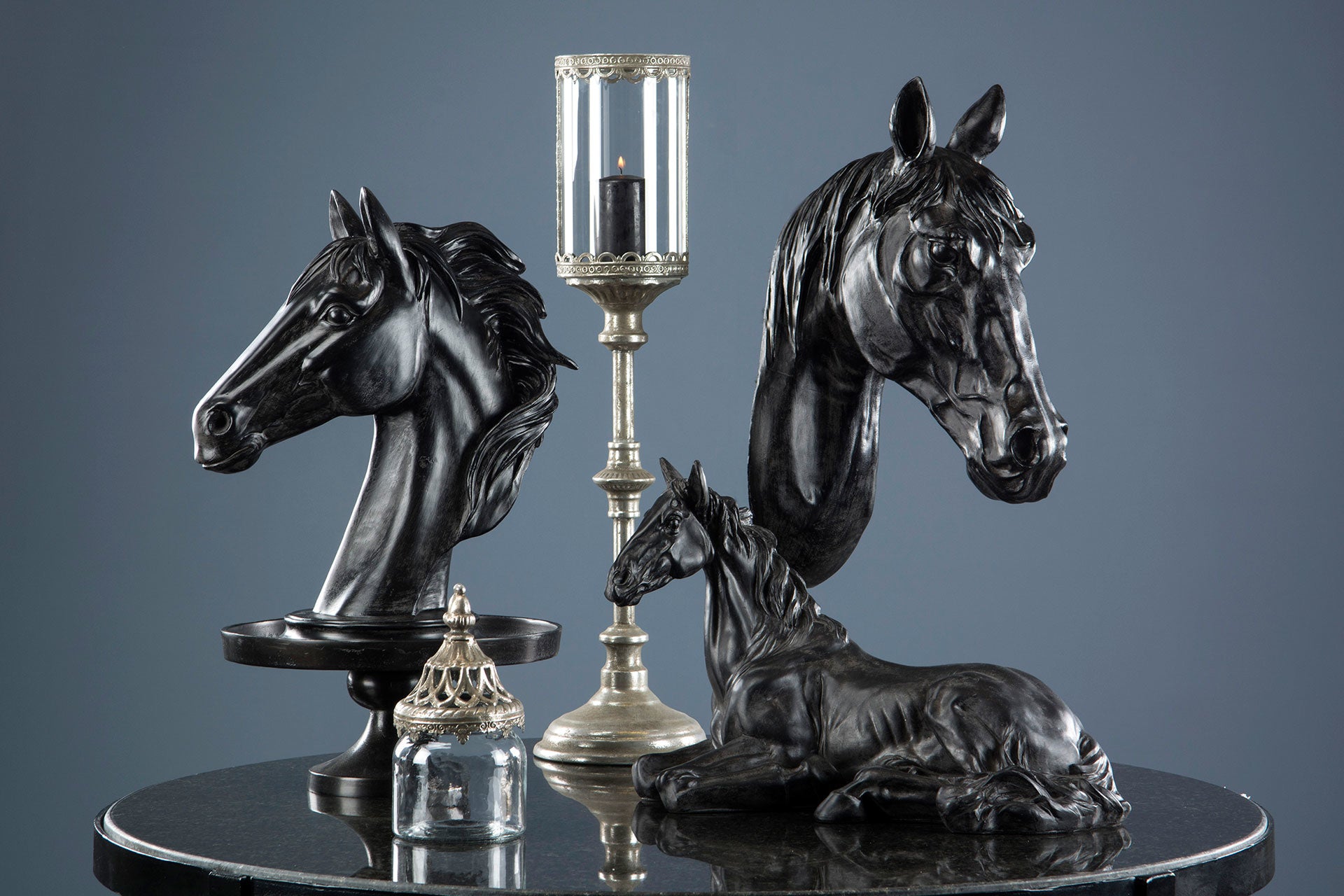 Hästhuvud Vägg Svart Poly