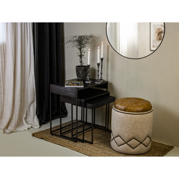 Sittpuff läder beige/brun