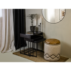 Sittpuff läder beige/brun