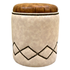 Sittpuff läder beige/brun