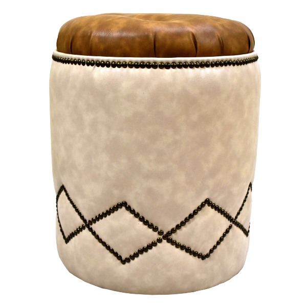 Sittpuff läder beige/brun