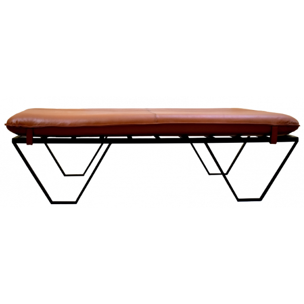 Bänk metall/läder