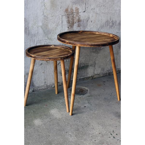 Sidobord 3 ben trä högt