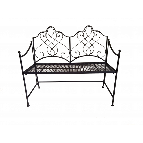 Bänk med ryggstöd svart