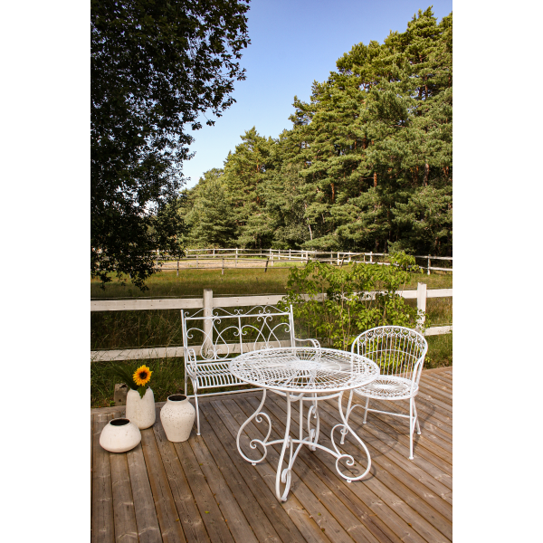 Trädgårdsstol vit metall