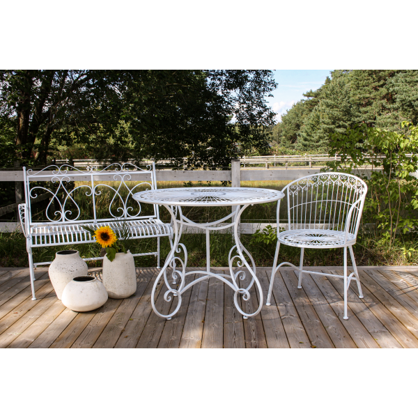 Trädgårdsbord vit metall