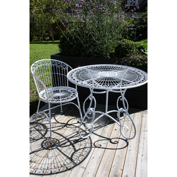 Trädgårdsbord vit metall