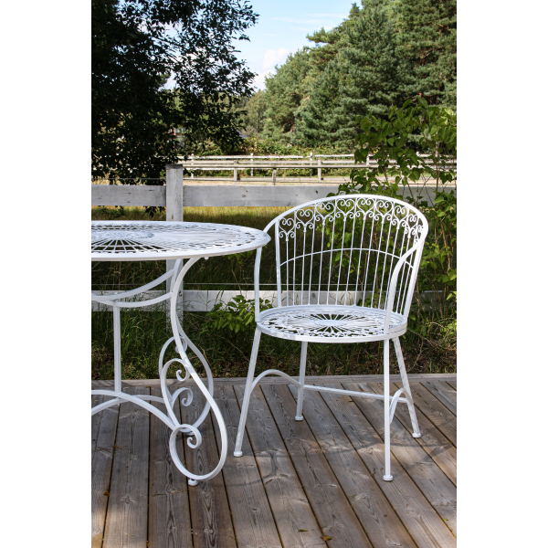 Trädgårdsstol vit metall