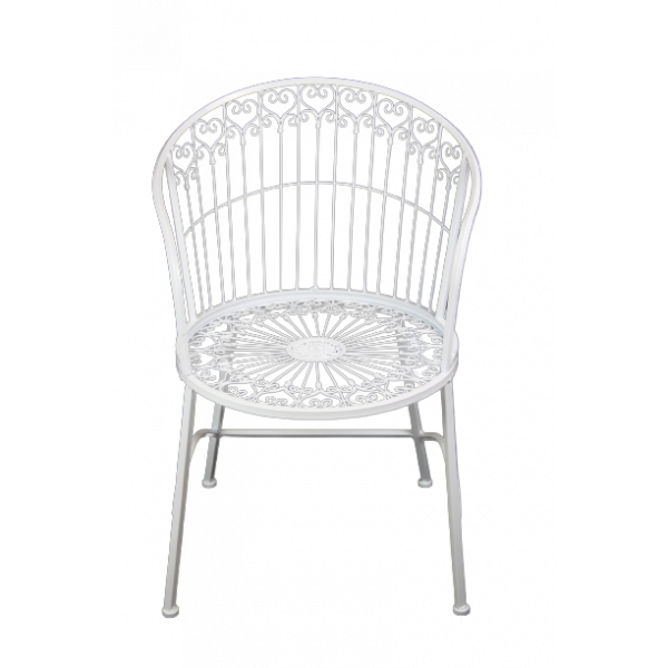 Trädgårdsstol vit metall