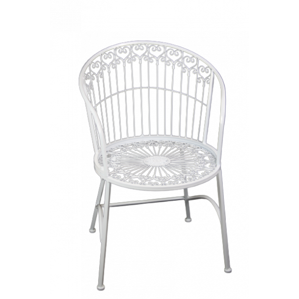 Trädgårdsstol vit metall