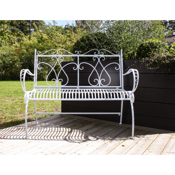 Trädgårdsbänk vit metall