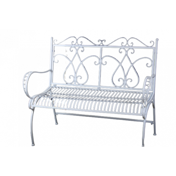 Trädgårdsbänk vit metall