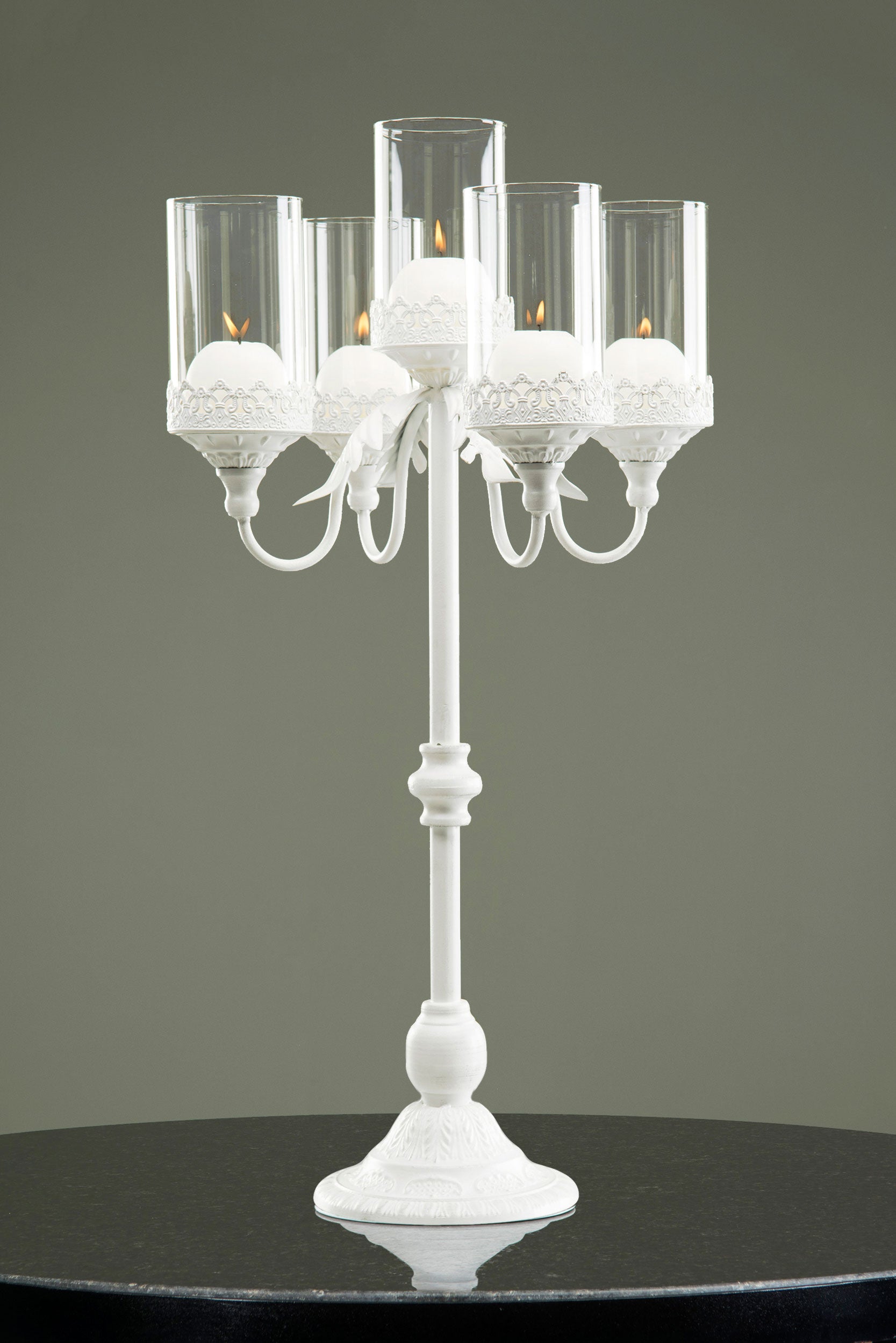 Kandelaber Blockljus 5-arm Vit