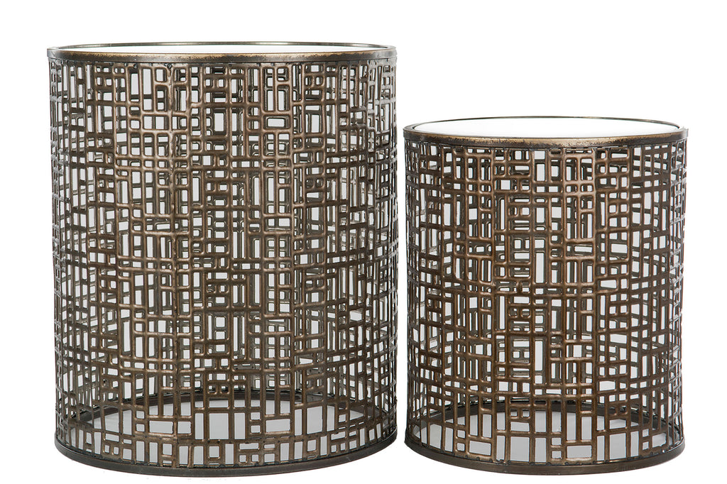 Bord Cylinder Spegel Antik Mässing