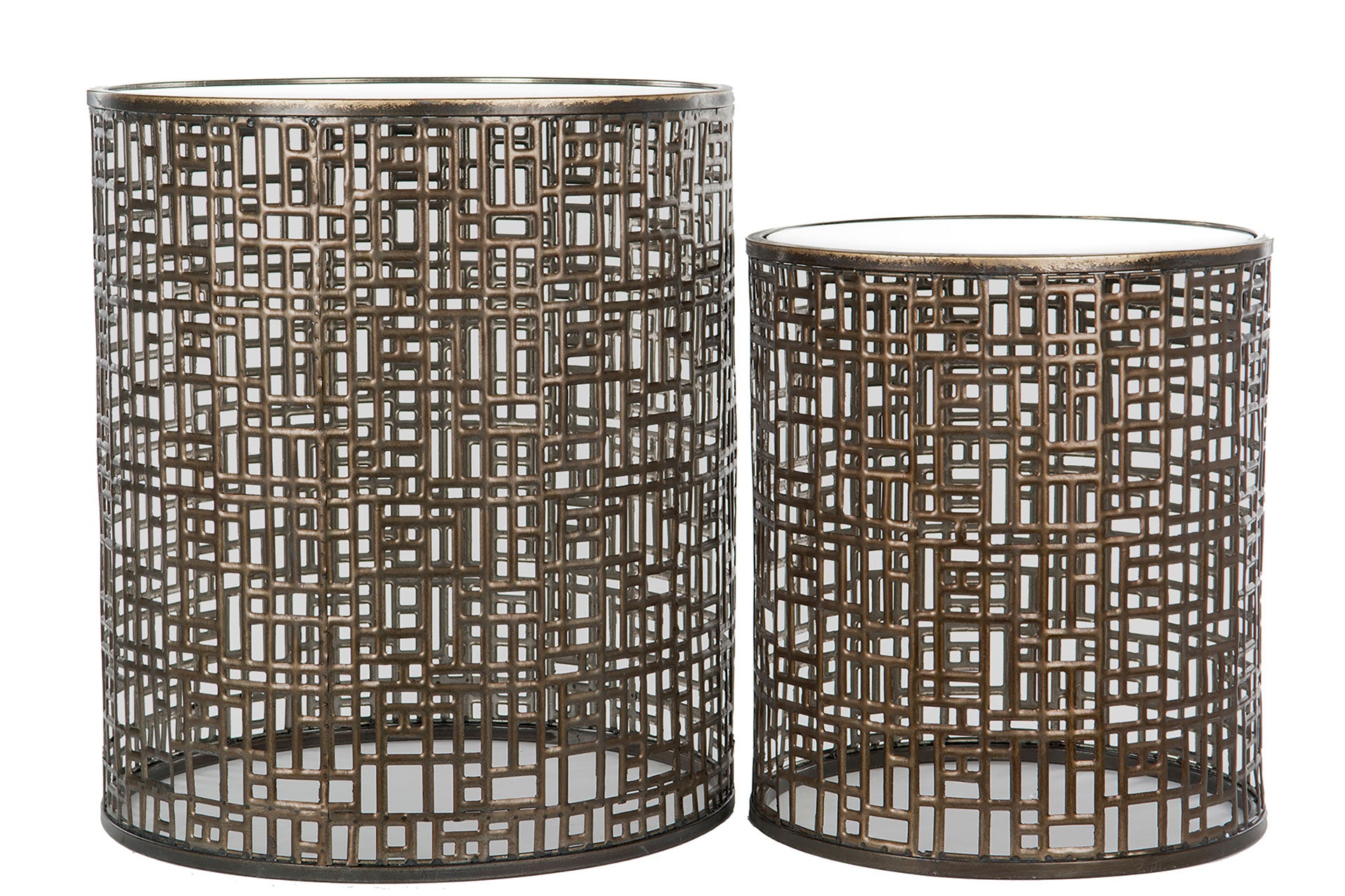 Bord Cylinder Spegel Antik Mässing