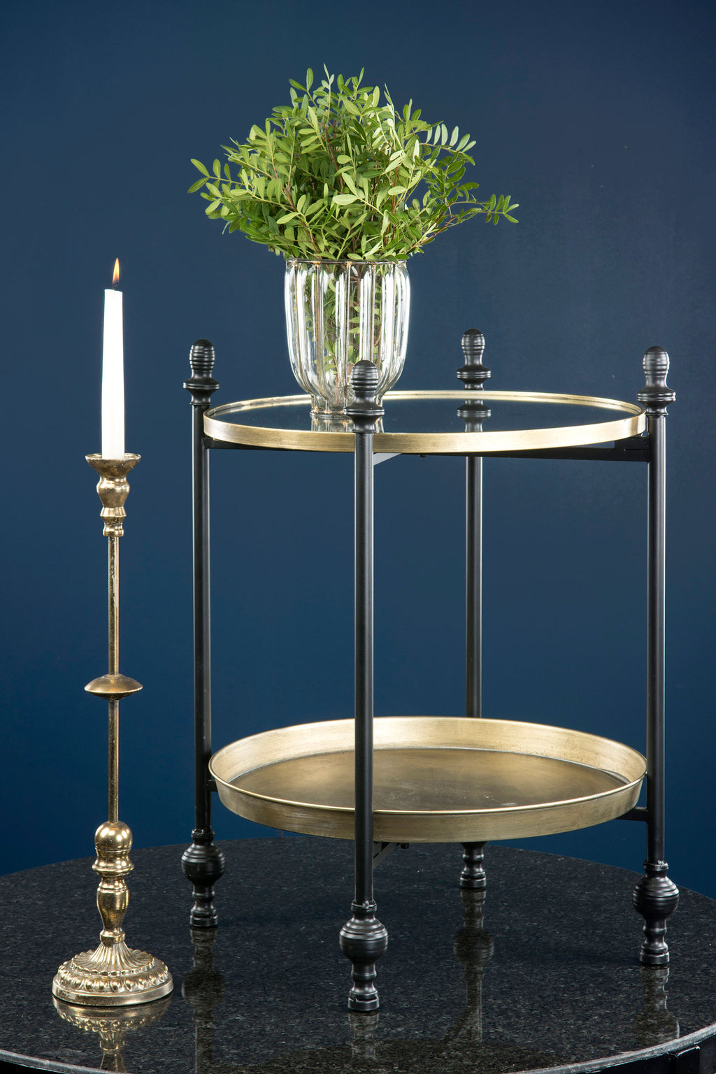 Bord Spegelbricka Svart Antik