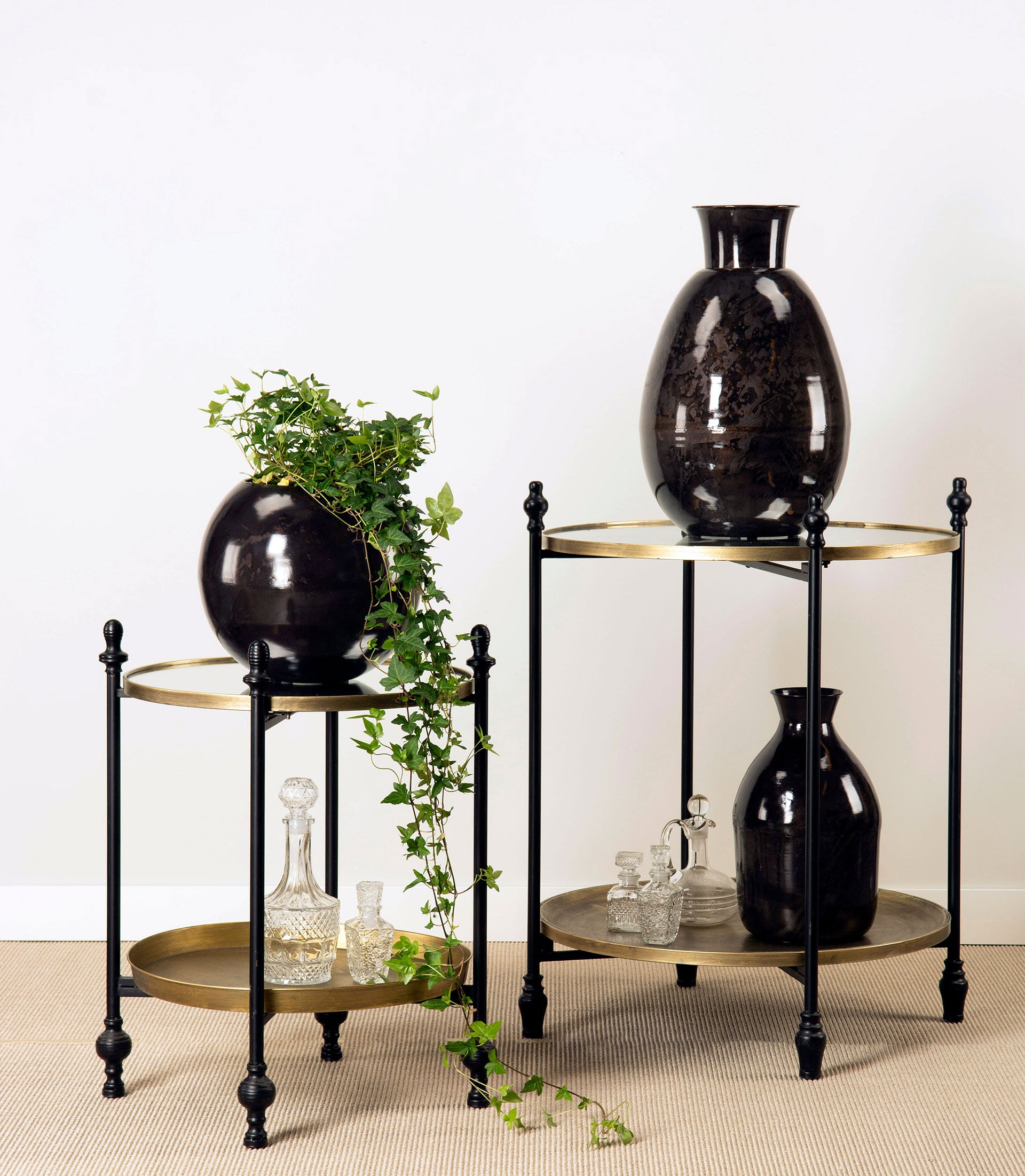 Bord Spegelbricka Svart Antik