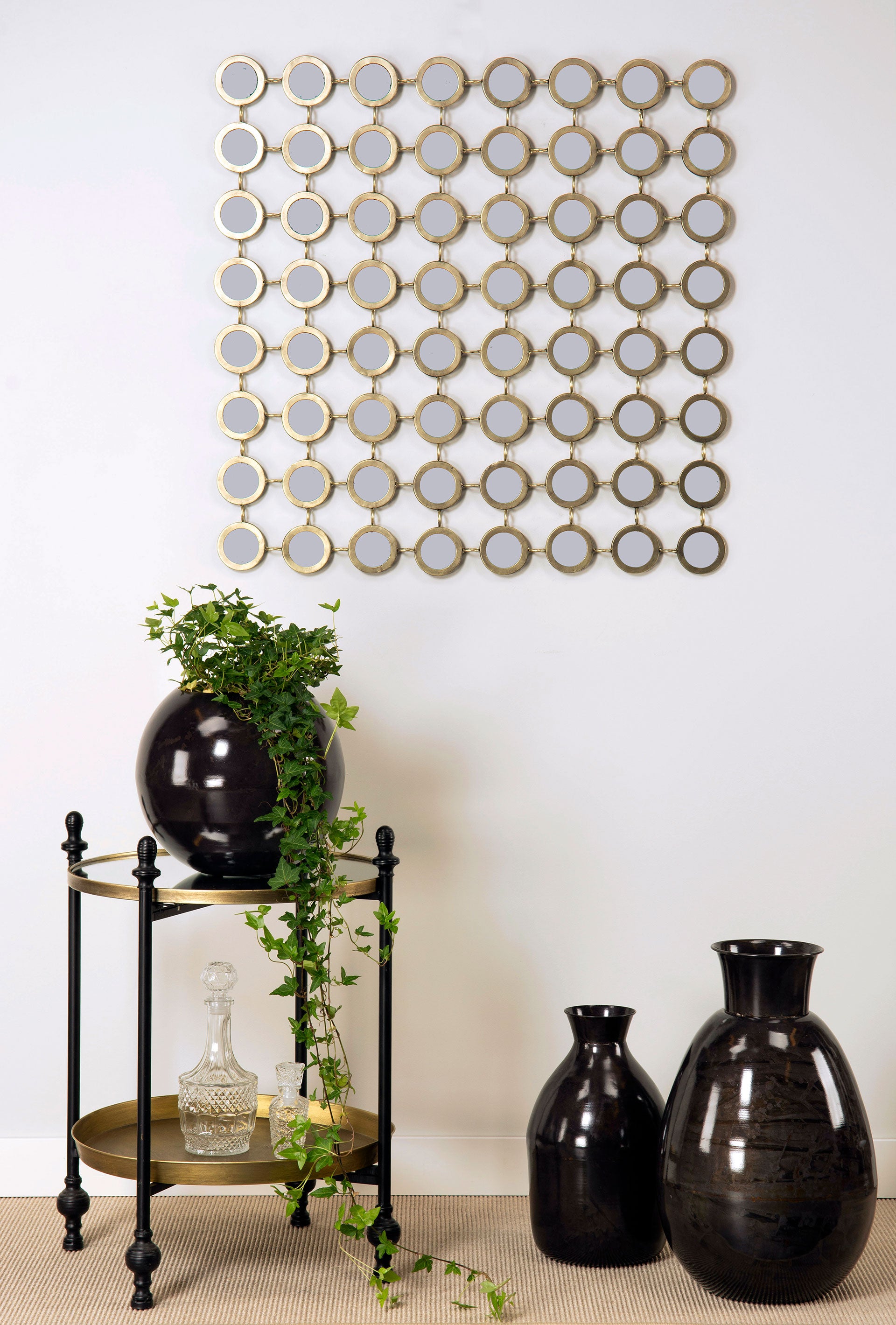 Bord Spegelbricka Svart Antik