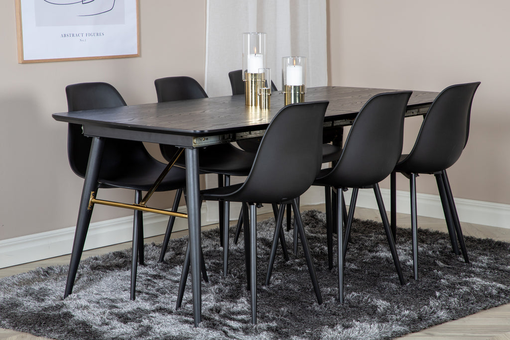 Gold Rektangulära Matbord 180 x 85 Svart