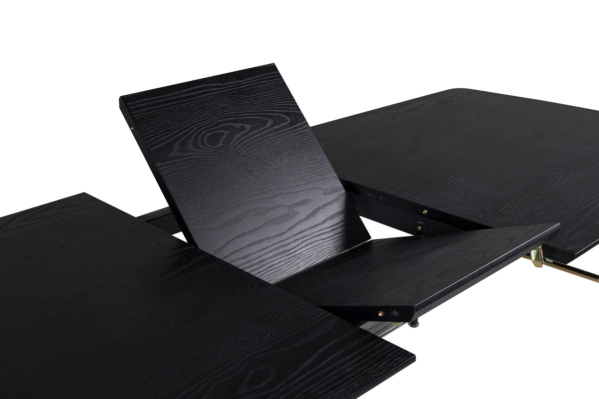 Gold Rektangulära Matbord 180 x 85 Svart