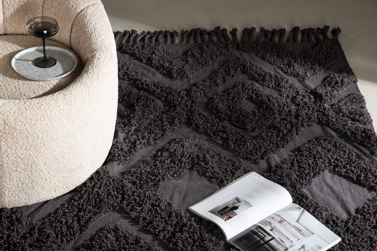 Hilma Rektangulära Mattor 300 x 200 Mörkgrå