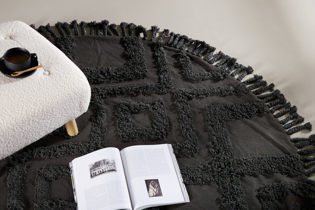 Hilma Runda Mattor ⌀200 Mörkgrå