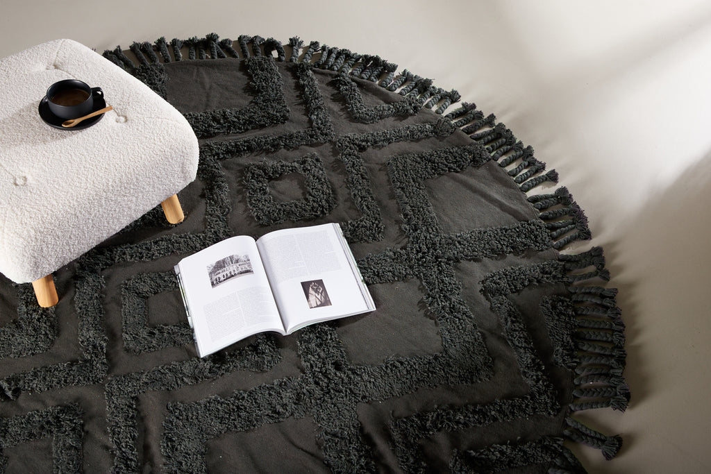 Hilma Runda Mattor ⌀200 Mörkgrå