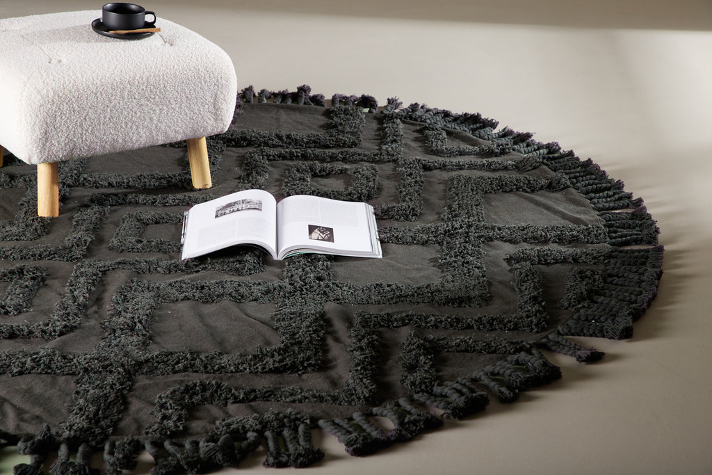 Hilma Runda Mattor ⌀200 Mörkgrå