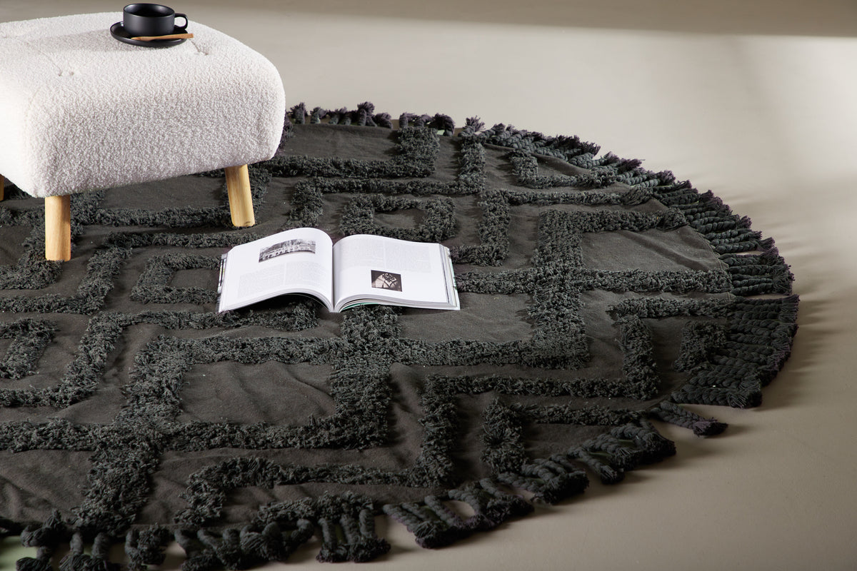 Hilma Runda Mattor ⌀200 Mörkgrå