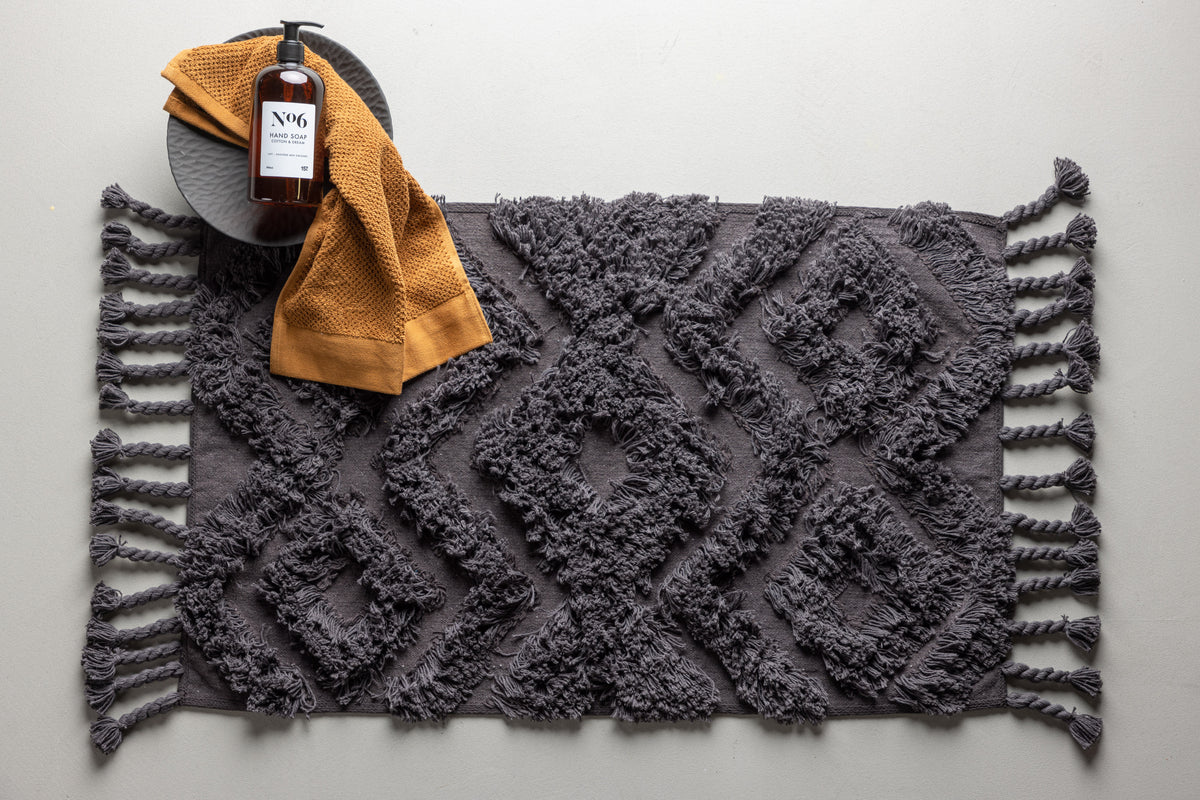 Hilma Rektangulära Mattor 80 x 50 Mörkgrå