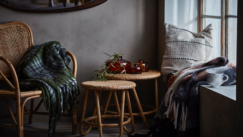 FRASSE Filt, Grön/svart/vit 2st