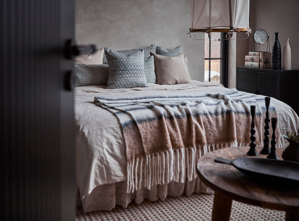 FRASSE Filt, Beige/svart/vit 2st