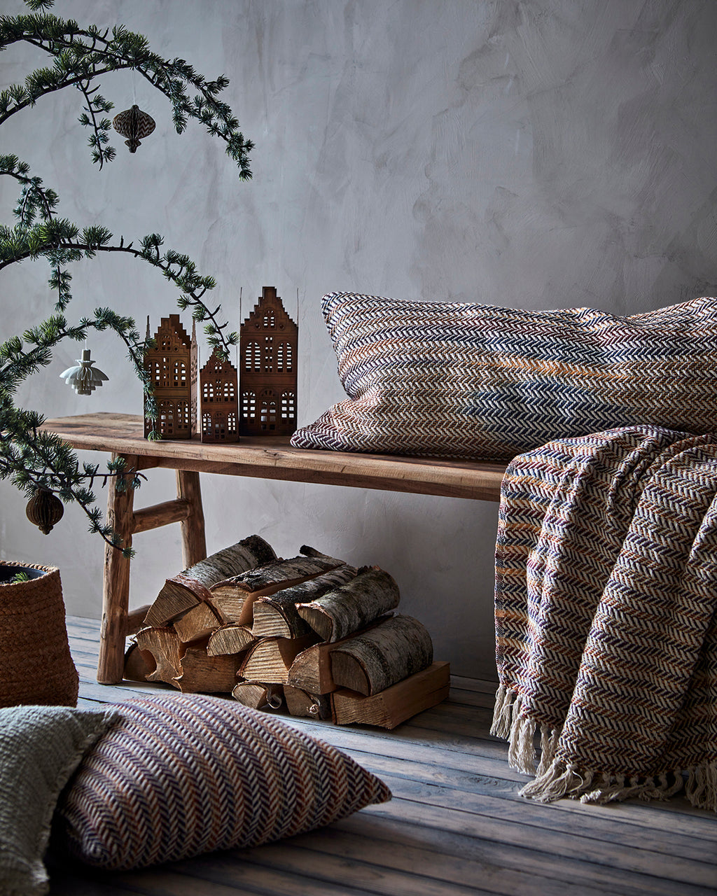 PELLE Kuddfodral, Flerfärgad/röd 2st