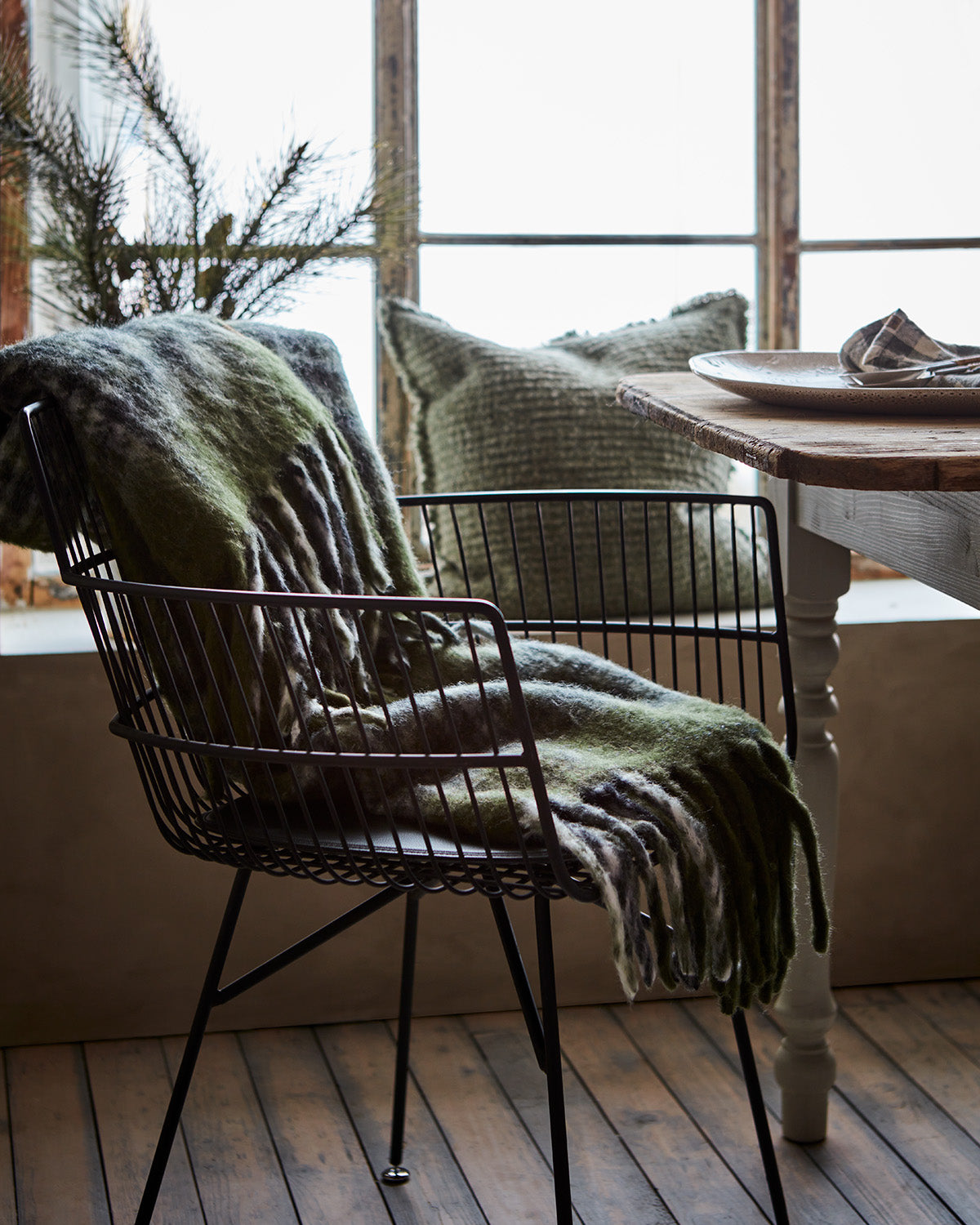 FRASSE Filt, Grön/svart/vit 2st