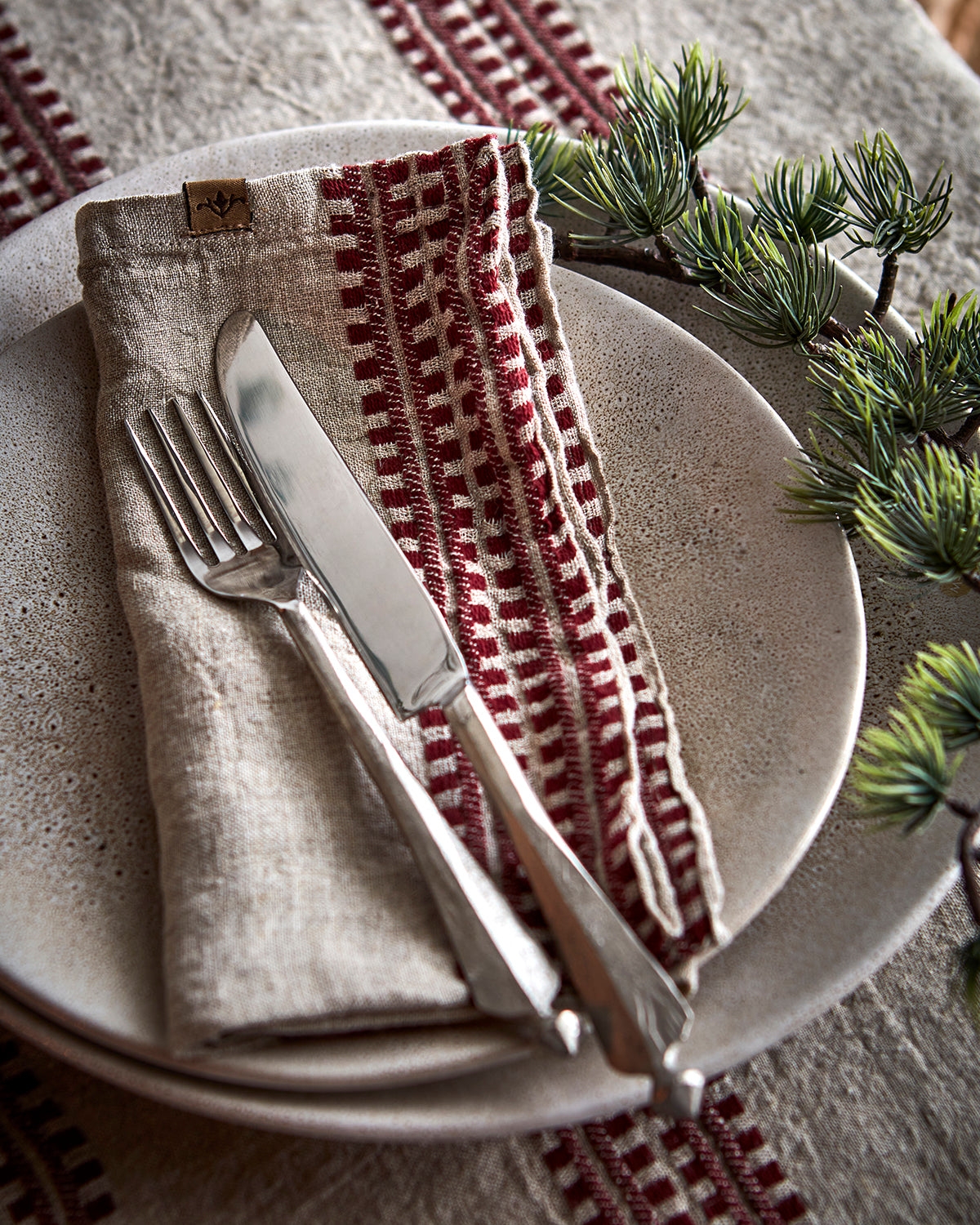 NOEL Servett, Röd/lingrå 12st