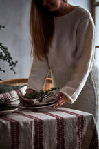 NOEL Bordsduk, Röd/lingrå