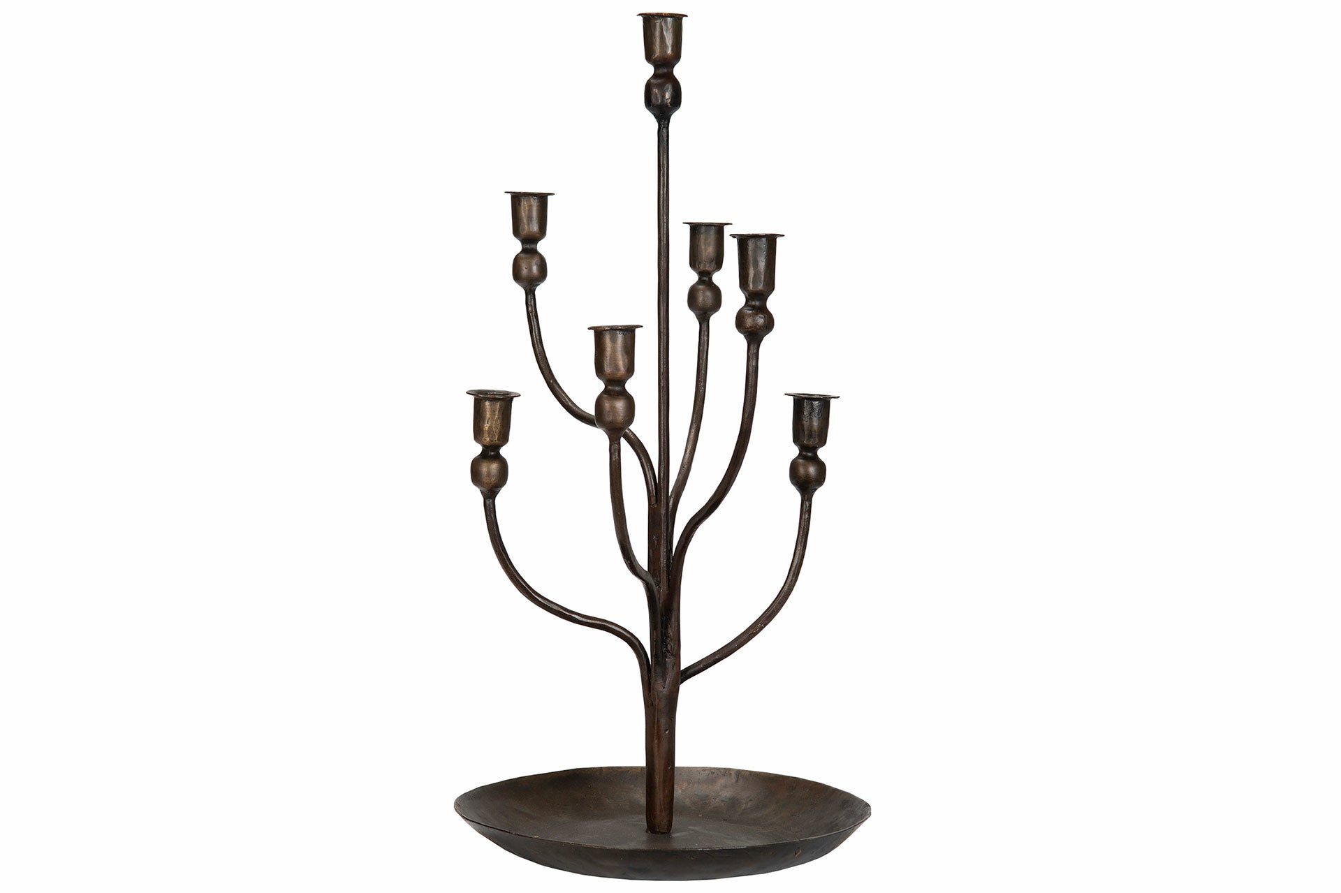 Ljusstake 7arm Metall Brun