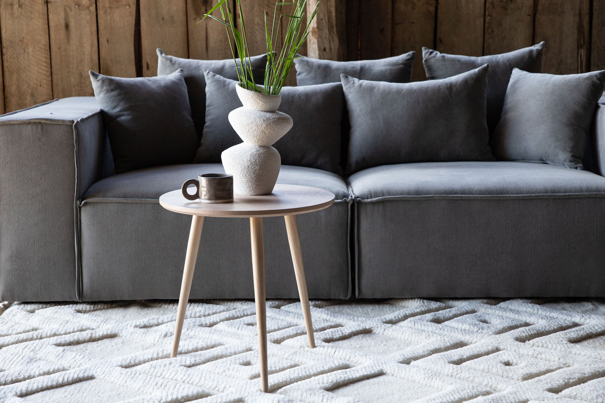 Askim Sidobord ⌀48 Vitputsad