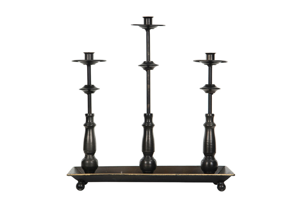 Ljusstake 3 Arm Svart