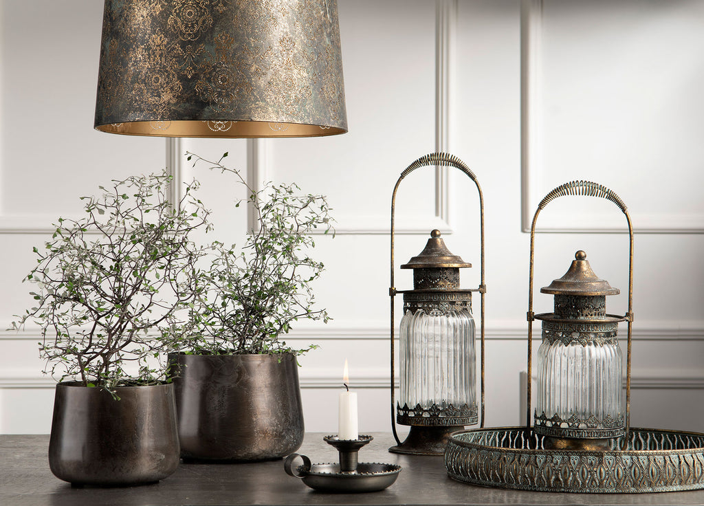 Taklampa Barock Svart/G Patina